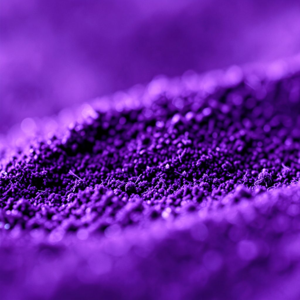 Extreme close-up photograph of brushed metallic texture in deep purple tones